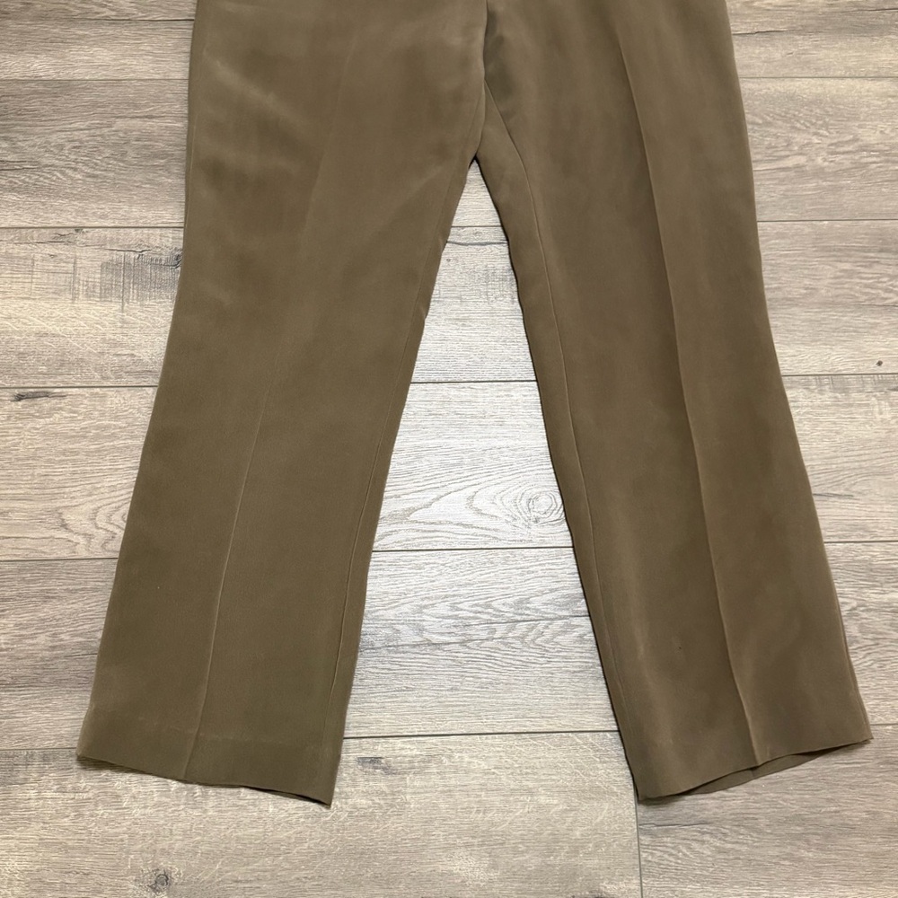 JONES NEW YORK 100% Silk Straight Leg Trousers Pants Brown Lined Sz 16 NWT - Picture 3 of 9